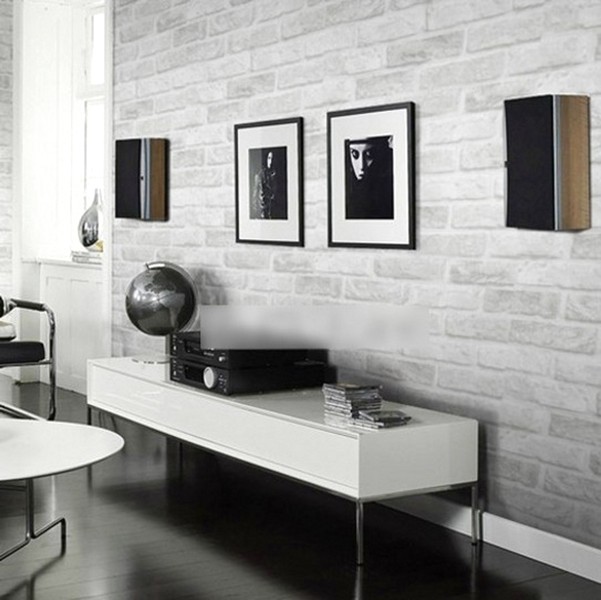 Ide Desain Wallpaper Dinding Ruang Tamu Minimalis Motif 3D Batu Bata Modern Terbaru Warna Hitam Putih