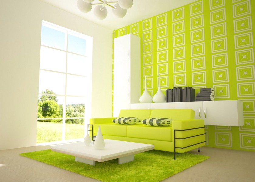 Terbaik Ide Desain Wallpaper Dinding Ruang Tamu Minimalis Motif Persegi Warna Hijau Elegan Mewah Nyaman Asri Modern Terbaru