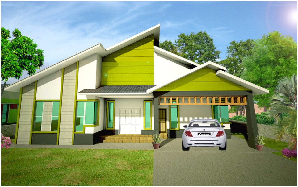 Ide model desain rumah minimalis 1 lantai mewah nyaman elegan asri indah istimewa sempurna warna hijau terbaru