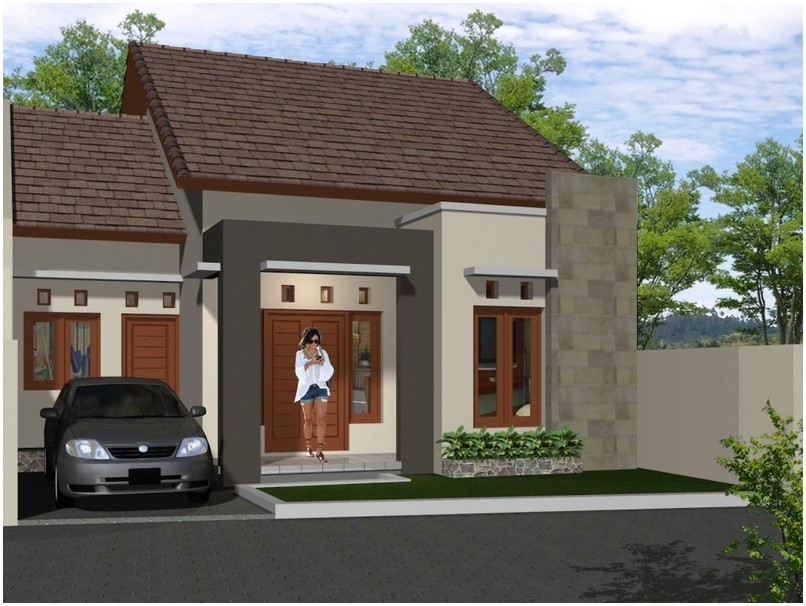 Terbaik model desain rumah minimalis 1 lantai mewah nyaman elegan modern dengan batu alam tampak depan