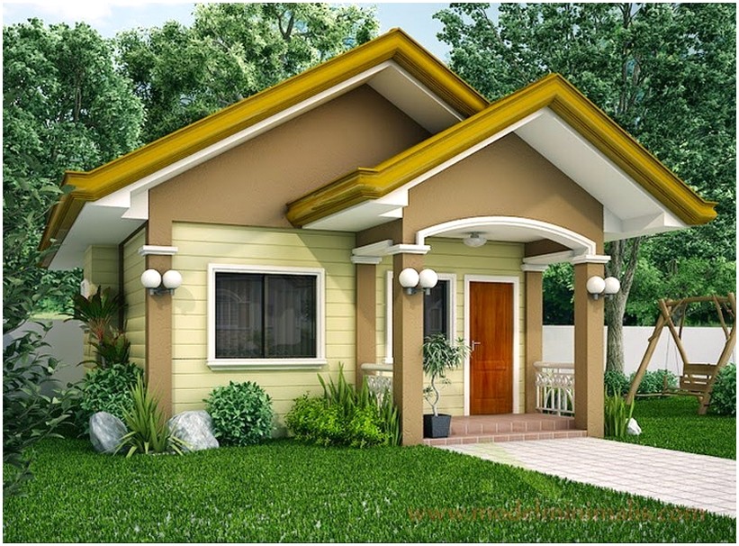 Terbaru model desain rumah minimalis 1 lantai mewah nyaman elegan tampak depan warna cokelat muda asri dan modern