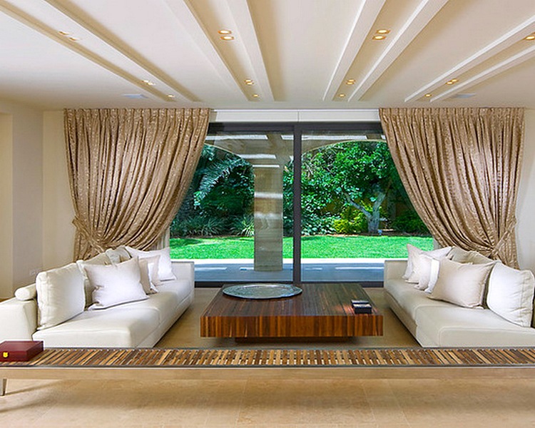 Model Plafon Gypsum Elegan Mungil Ruang Tamu Minimalis Terbaru