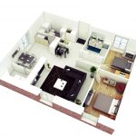 Denah Rumah Minimalis 2 Kamar Type 36 Model Terbaru 3D