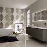 Model Kamar Mandi Mewah Dengan Bathub Unik Dan Motif Wallpaper Dinding Kamar Mandi Yang Keren