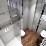 Model Kamar Mandi Sederhana Minimalis Dengan Lantai Motif Kayu Parquet